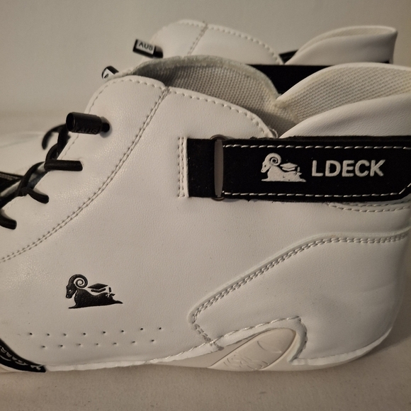 LDECK Men's Slip In Athletic Shoes Black and White With Bungi Laces - Picture 3 of 5